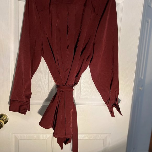 Lane Bryant Long Sleeve Tie Waist Tunic | Size 20 | Burgundy - Picture 6 of 7